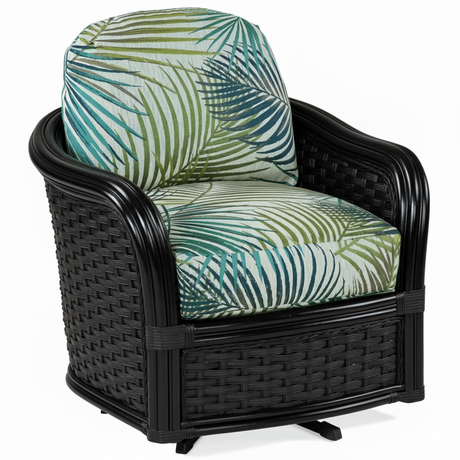 Somerset Black Rattan Barrel Swivel Glider Chair Model 953-005-BLK by Braxton Culler