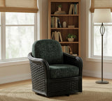 Somerset Black Rattan Barrel Swivel Glider Chair Model 953-005-BLK by Braxton Culler