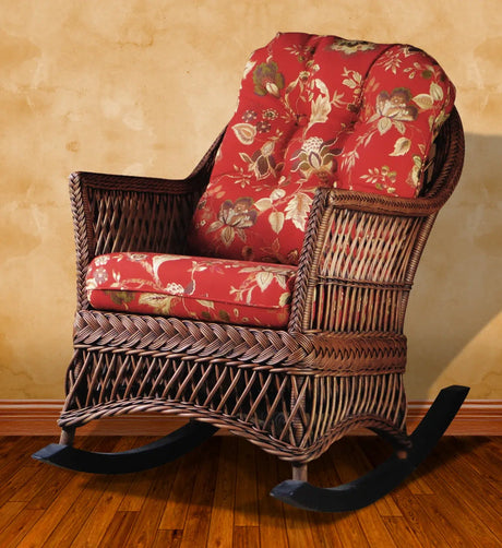 South Hampton Rattan Rocker from Spice Islands Wicker - Choice of Cushions Made in the USA
