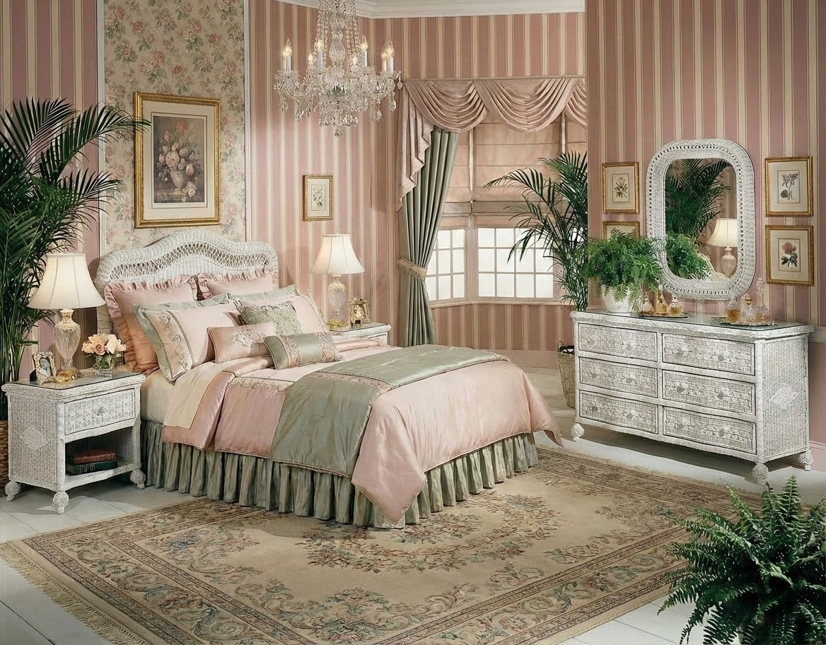 Southern Belle White 4-PC Bedroom Set by Wicker Fair