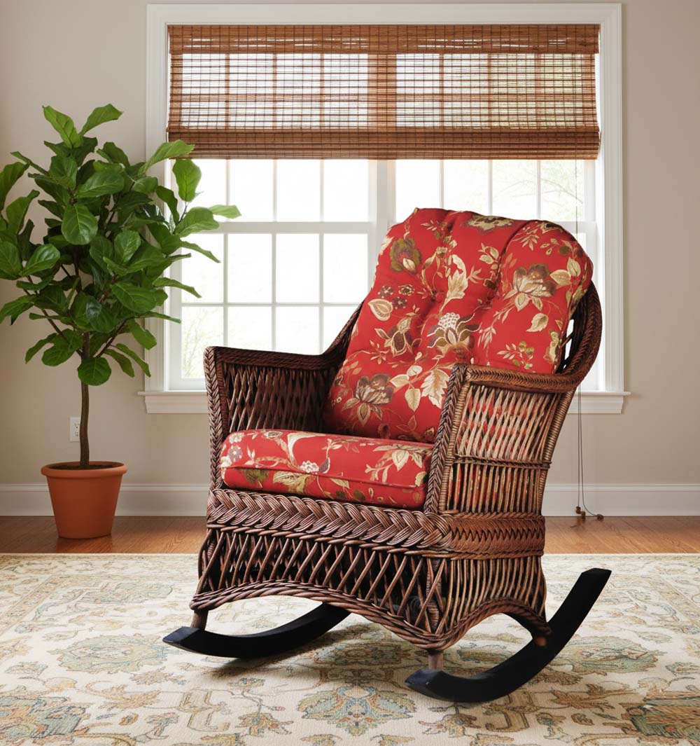 South Hampton Rattan Rocker from Spice Islands Wicker - Choice of Cushions Made in the USA