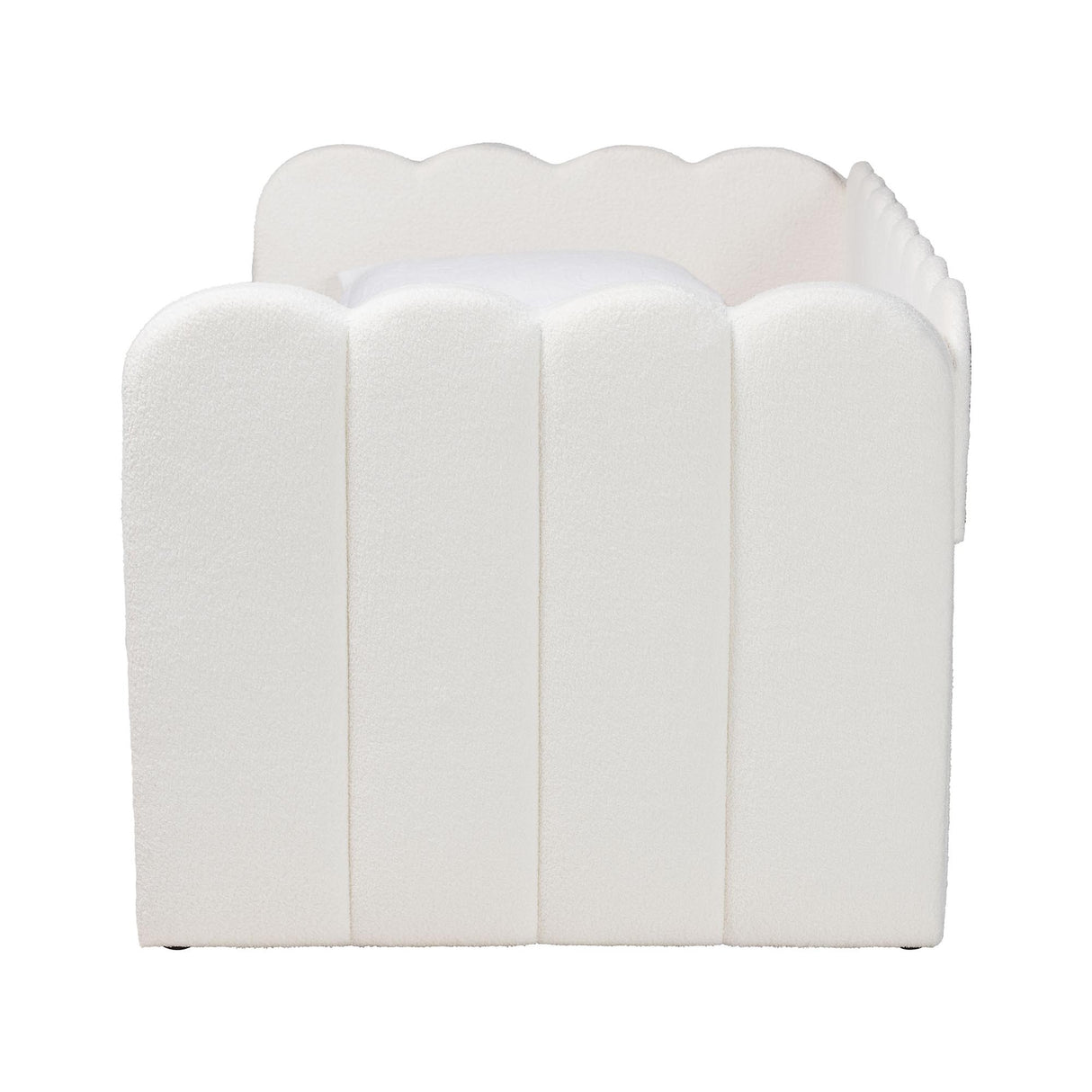 Palmer Cream Teddy-Bear Fabric Daybed with Rolling Trundle by Wicker Fair