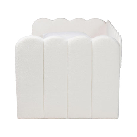 Palmer Cream Teddy-Bear Fabric Daybed with Rolling Trundle by Wicker Fair