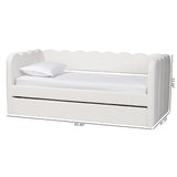 Palmer Cream Teddy-Bear Fabric Daybed with Rolling Trundle by Wicker Fair