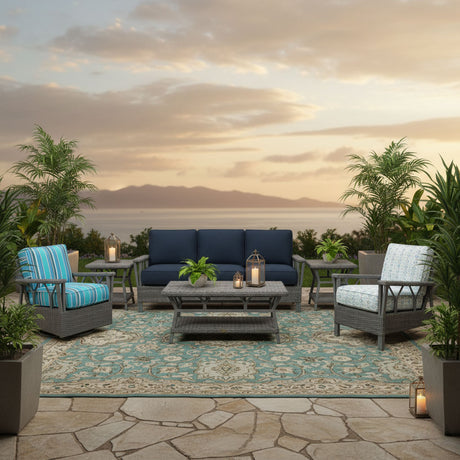 St Croix Outdoor Wicker 6 Pc Seating Set 9830 by Beachcraft Furniture