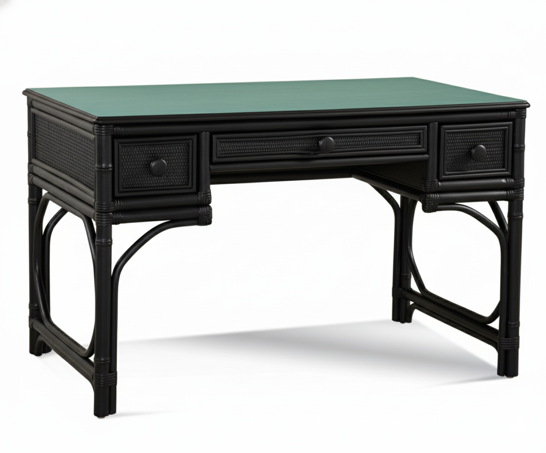Summer Retreat Black Wicker and Rattan Desk Model 818-058-BLACK by Braxton Culler