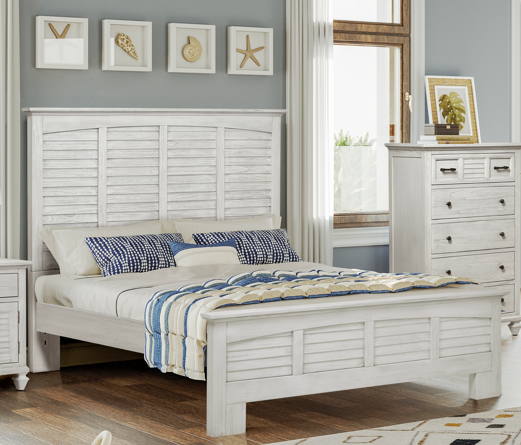Surfside Weathered White Coastal 5 Pc Bedroom Set By Seawinds Trading