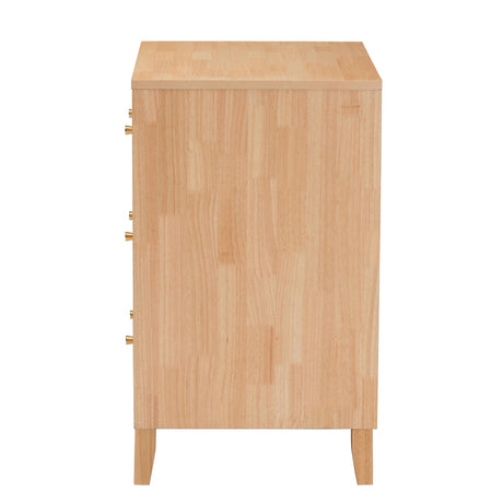 Hosea Japandi Carved Honeycomb Natural 3-Drawer Chest by Wicker Fair