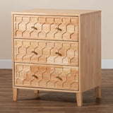 Hosea Japandi Carved Honeycomb Natural 3-Drawer Chest by Wicker Fair