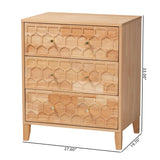 Hosea Japandi Carved Honeycomb Natural 3-Drawer Chest by Wicker Fair