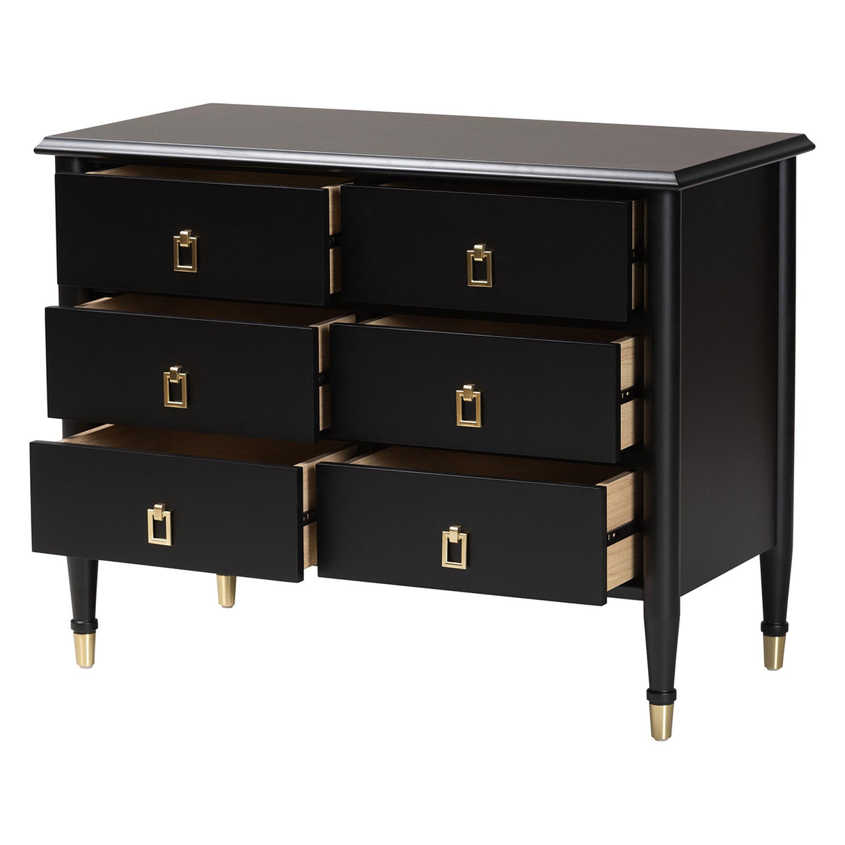 Tamra Black Wood Chest with Drawers by Wicker Fair