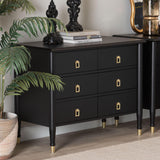Tamra Black Wood Chest with Drawers by Wicker Fair