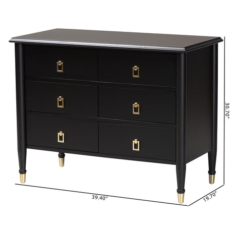 Tamra Black Wood Chest with Drawers by Wicker Fair