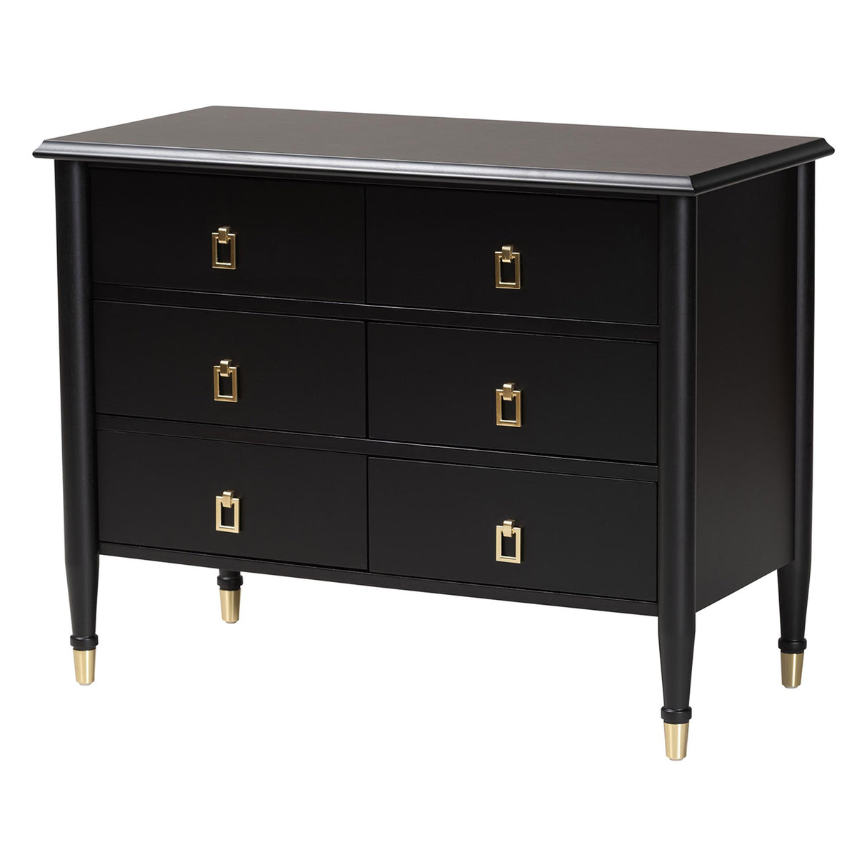 Tamra Black Wood Chest with Drawers by Wicker Fair