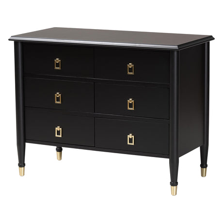 Tamra Black Wood Chest with Drawers by Wicker Fair