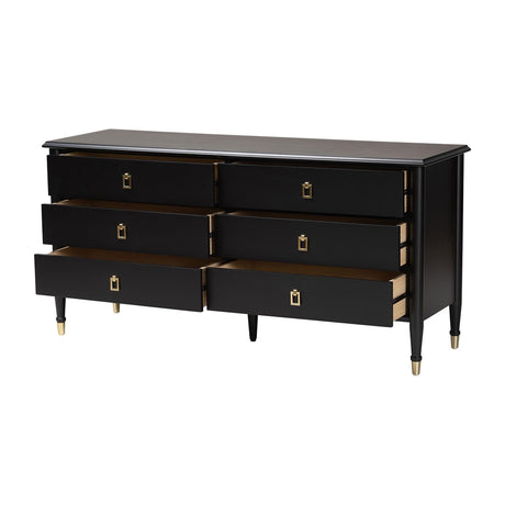Tamra Black Wood Dresser with Drawers by Wicker Fair