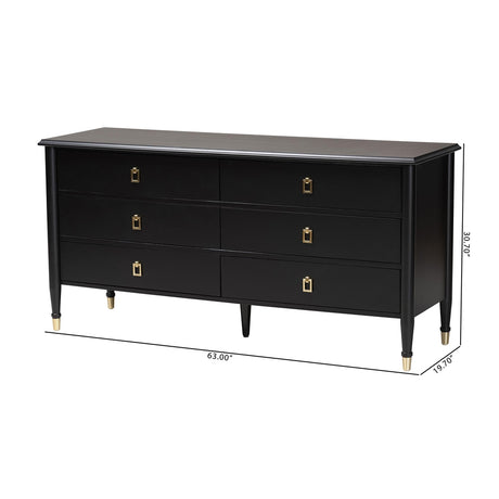 Tamra Black Wood Dresser with Drawers by Wicker Fair