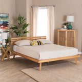Joaquin Modern Japandi Rustic Brown Finished Wood Queen Size Platform Bed by Wicker Fair