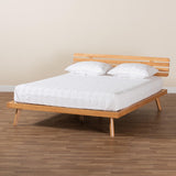 Joaquin Modern Japandi Rustic Brown Finished Wood Queen Size Platform Bed by Wicker Fair