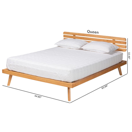 Joaquin Modern Japandi Rustic Brown Finished Wood Queen Size Platform Bed by Wicker Fair