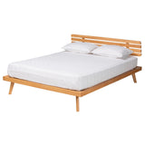 Joaquin Modern Japandi Rustic Brown Finished Wood Queen Size Platform Bed by Wicker Fair