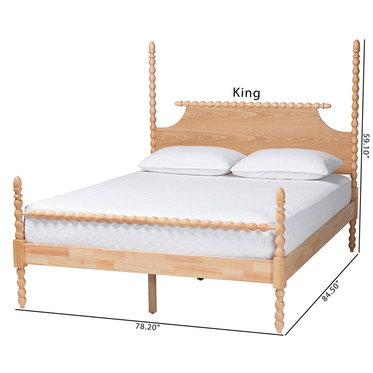 Caliana Bobbin Four-Poster Platform Bed by Wicker Fair
