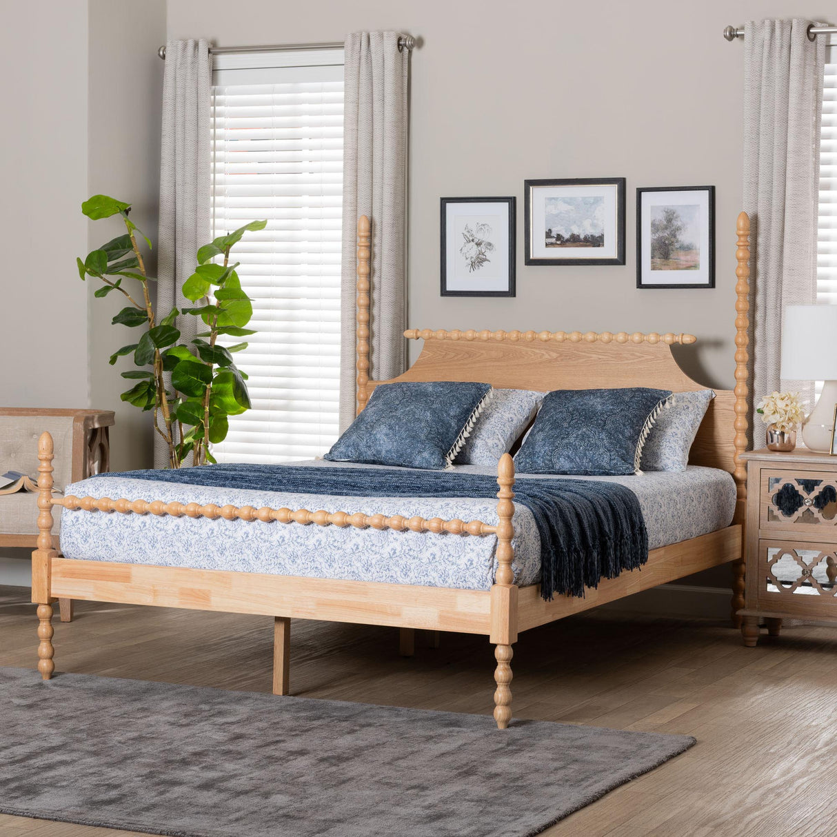 Caliana Bobbin Four-Poster Platform Bed by Wicker Fair