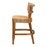 Labit Bohemian Seagrass and Mahogany Wood Counter Stool by Wicker Fair