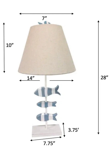 School of Fish Table Lamp Set of 2 Model LUX-2051-BLUE/WHITE By Lux Lighting