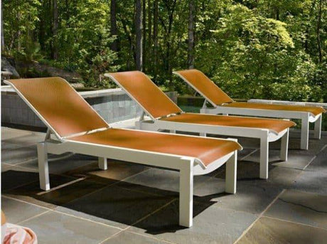 Leeward MGP Sling Lay-flat Stacking Armless Long Frame Chaise w/ Wheels (Set of 3) by Telescope Casual 9L20-3SET