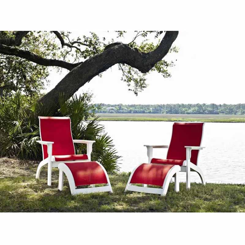 Gardenella Outdoor Adirondack MGP Sling 4 Pc Recycled Plastic Lounge Set by Telescope Casual Model TCAMSLSB