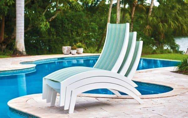Dune Outdoor MGP Sling Stacking Armless Chaise with Wheels by Telescope Casual Model 480-9N30