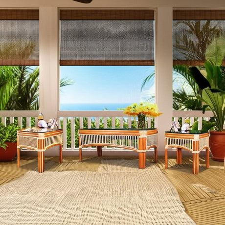 Seascape Rattan 3 Pc Set Includes 1 Coffee Table and 2 End Table Set Model SSCT-ET from Spice Island Wicker