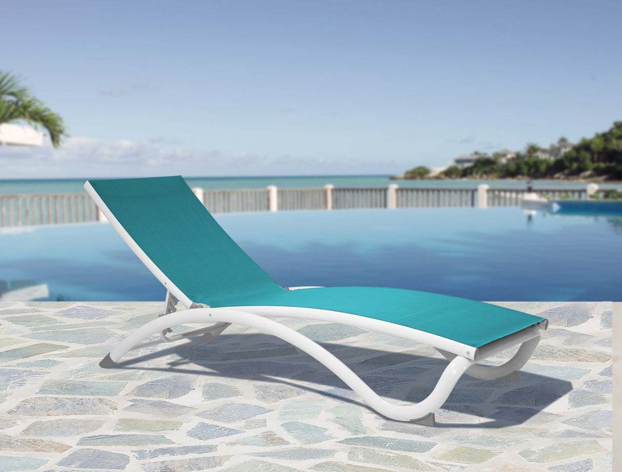 Archway Outdoor Set of 2 Stackable Teal Sling Chaise Longer Model PRP-4001-TEAL-SET2 by Pelican Reef