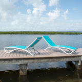 Archway Outdoor Set of 2 Stackable Teal Sling Chaise Longer Model PRP-4001-TEAL-SET2 by Pelican Reef