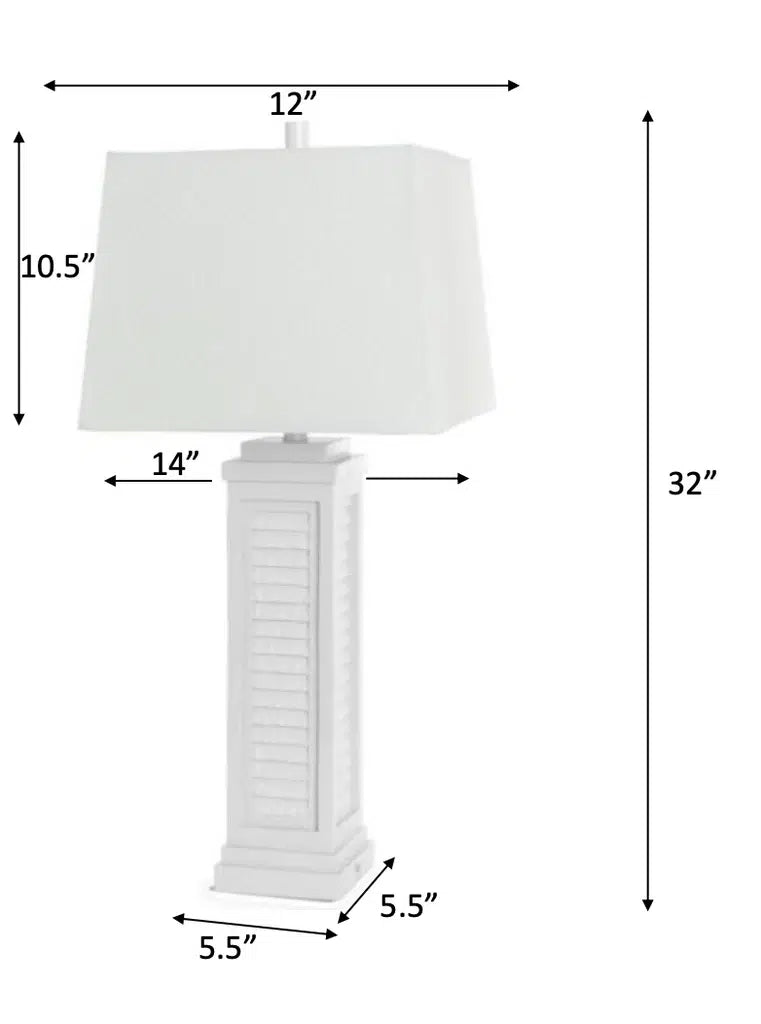 Shutter Table Lamp Set of 2 Model LUX-3925-WHITE-USB By Lux Lighting