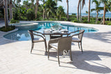 Spectrum Outdoor 5-Piece Stackable Woven Armchair Dining Set with Cushions Model 890-1147-GRY-5DA-CUSH by Pelican Reef