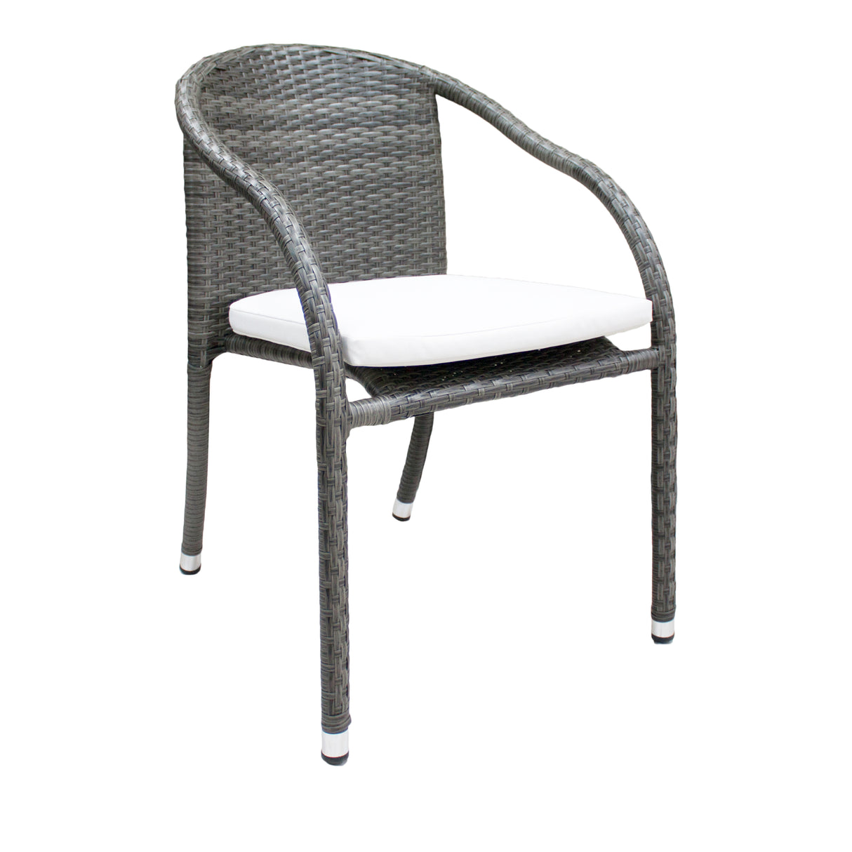 Spectrum Outdoor 5-Piece Stackable Woven Armchair Dining Set with Cushions Model 890-1147-GRY-5DA-CUSH by Pelican Reef