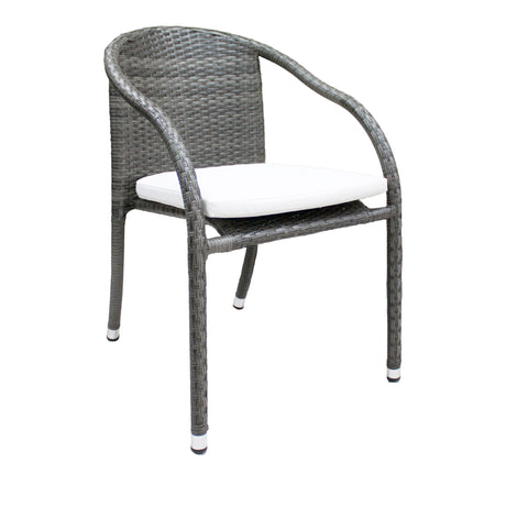 Spectrum Outdoor 5-Piece Stackable Woven Armchair Dining Set with Cushions Model 890-1147-GRY-5DA-CUSH by Pelican Reef