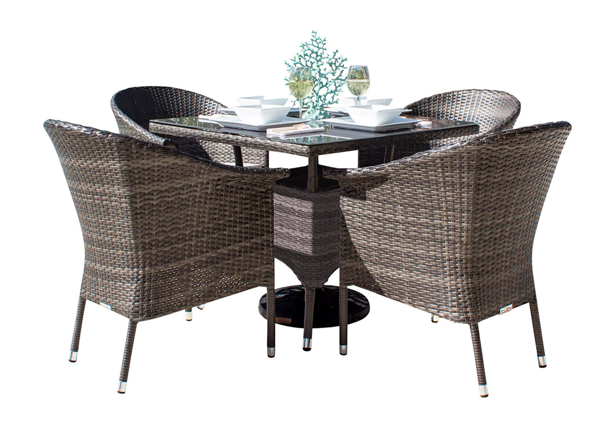 Spectrum Outdoor 5-Piece Woven Armchair Dining Set with Cushions Model 890-1130-GRY-5DA by Pelican Reef