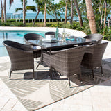 Spectrum Outdoor 7-Piece Woven Armchair Dining Set with Cushions Model 890-1130-GRY-7DA-CUSH by Pelican Reef