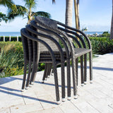 Spectrum Outdoor Stackable Set of 2 Woven Armchairs Model 890-1147-GRY-SET2 by Pelican Reef