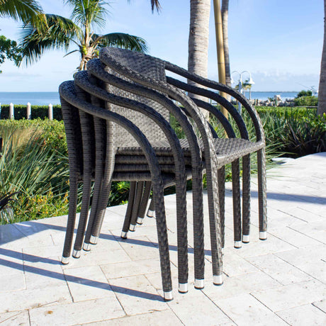Spectrum Outdoor Stackable Set 2 Woven Armchairs with Cushion Model 890-1147-GRY-CUSH-SET2 by Pelican Reef
