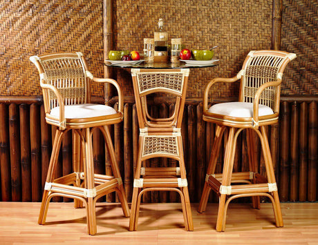 Shangri-la Rattan Swivel Barstool or Counterstool Model SLABS by Wicker Fair