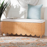 Teresa Wicker Fair Scalloped Rattan Bed Bench