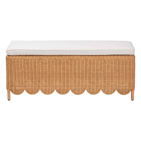 Teresa Wicker Fair Scalloped Rattan Bed Bench