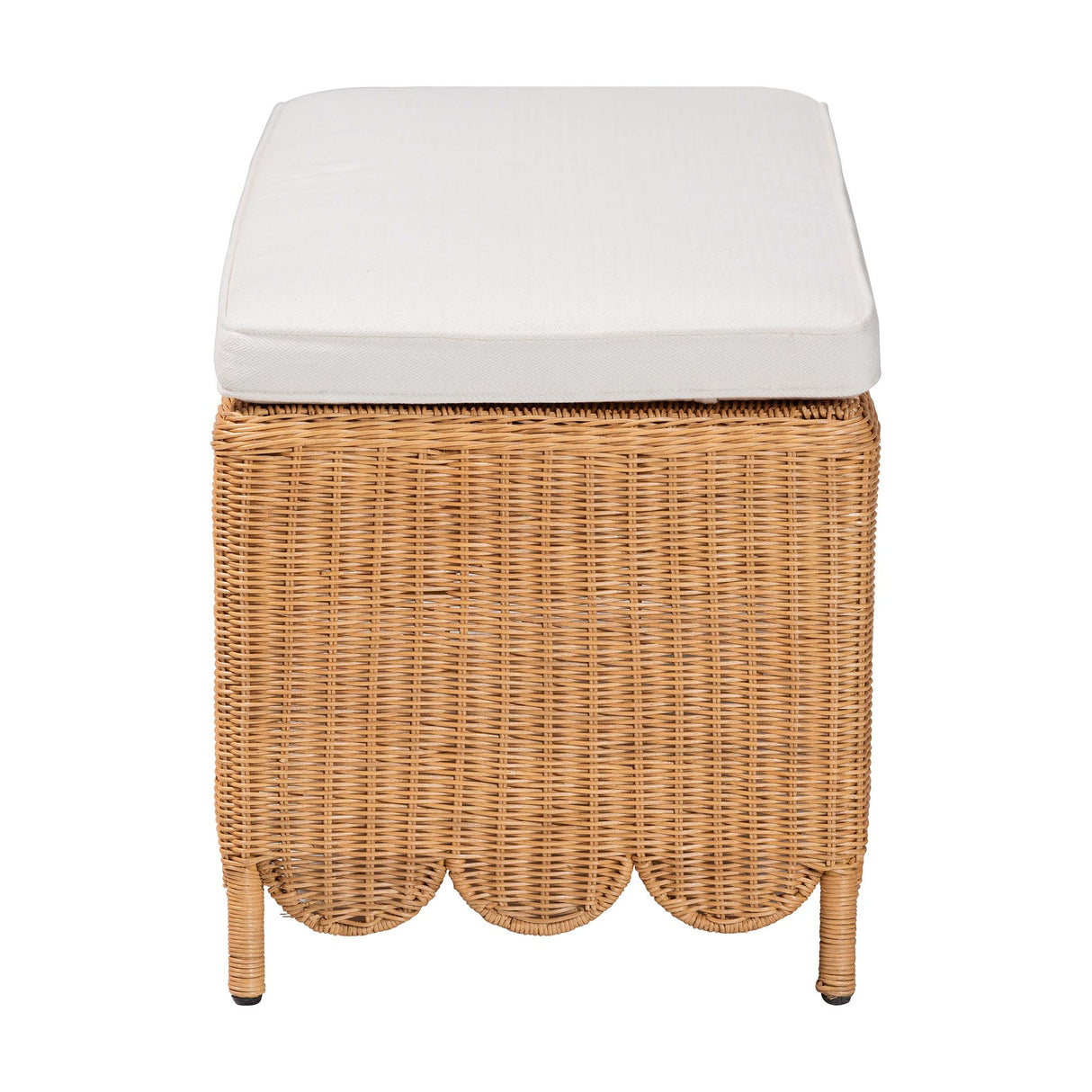 Teresa Wicker Fair Scalloped Rattan Bed Bench