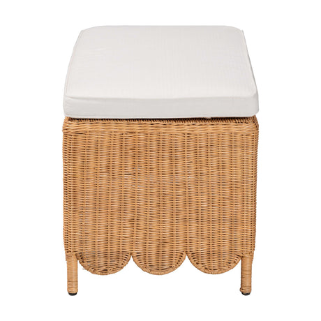 Teresa Wicker Fair Scalloped Rattan Bed Bench