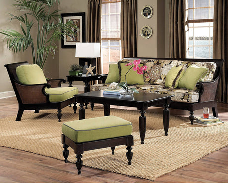 Traders Wood and Wicker Ottoman Model TR-10 by Designer Wicker