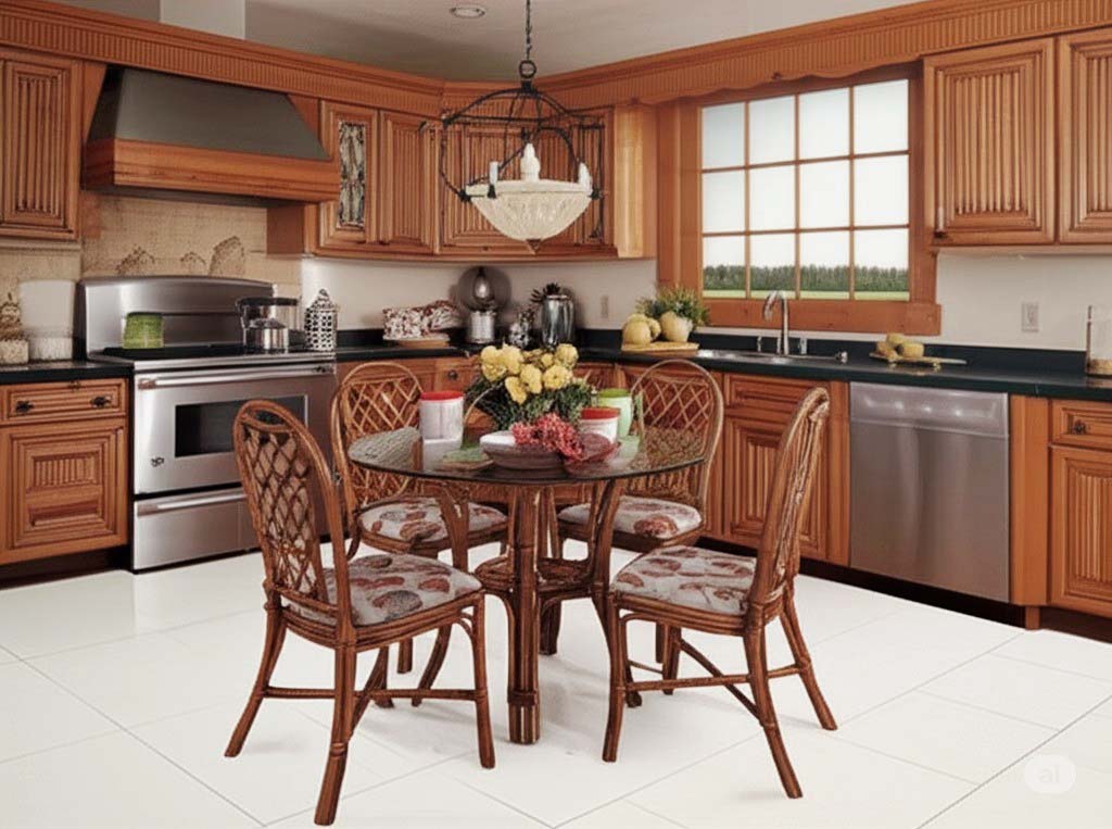 Trellis 6 Pc Rattan Round Dining Set 979-SET by Braxton Culler